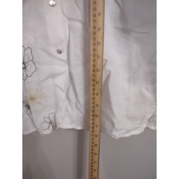 Richard Malcolm Irish Linen Top Long Sleeve White Embroidered Band Collar Large - Picture 4 of 7